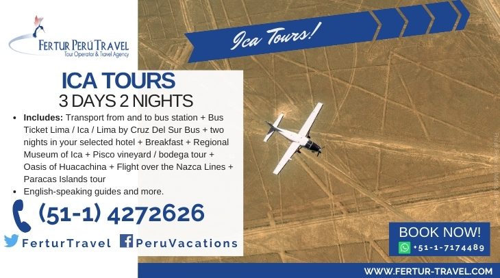 Tour package: Ica-Nazca-Paracas 3 Days 2 Nights with Fertur Peru Travel