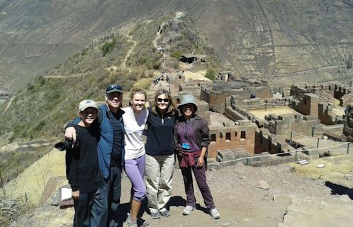 Magas family  with Maria Isabel touring the Inca ruins of Pisaq