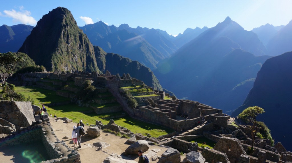 Fertur clients tour Machu Picchu with their private guide during their 16 days in Peru Itinerary