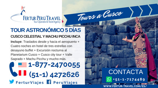 Tour Astronómico Cusco Celestial y Machu Picchu Inca vía Fertur Perú Travel