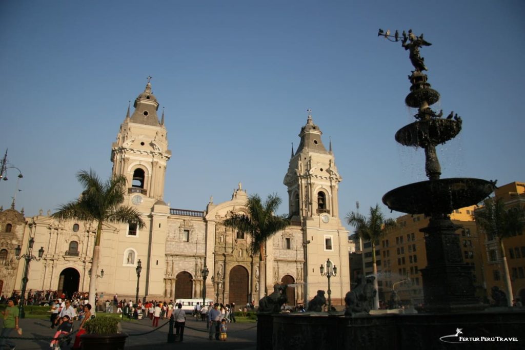 Historic center of Lima showing colonial architecture and plaza